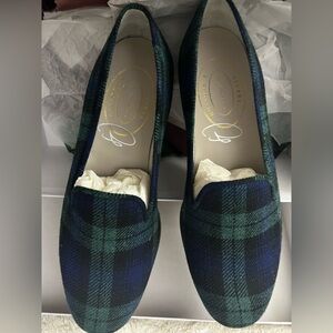 Stubbs & Wootton Men's Tartan Loafers - Navy and Forest Green